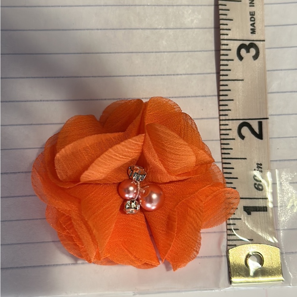 Clemson Tiger Themed Handmade Flowerettes with bejeweled center.